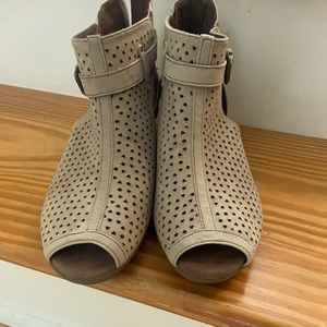 Brand new open toe zip up booties